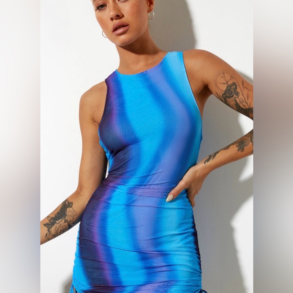 MOTEL Rocks Ardilla Bodycon Midi Mesh Purple Dress in Solarized ~SMALL